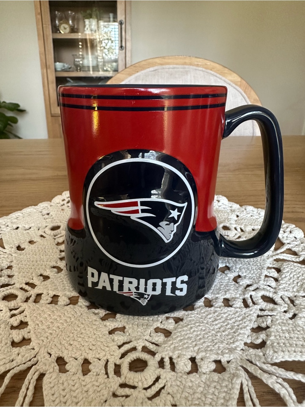 New England Patriots Red and Blue Ceramic Coffee Mug